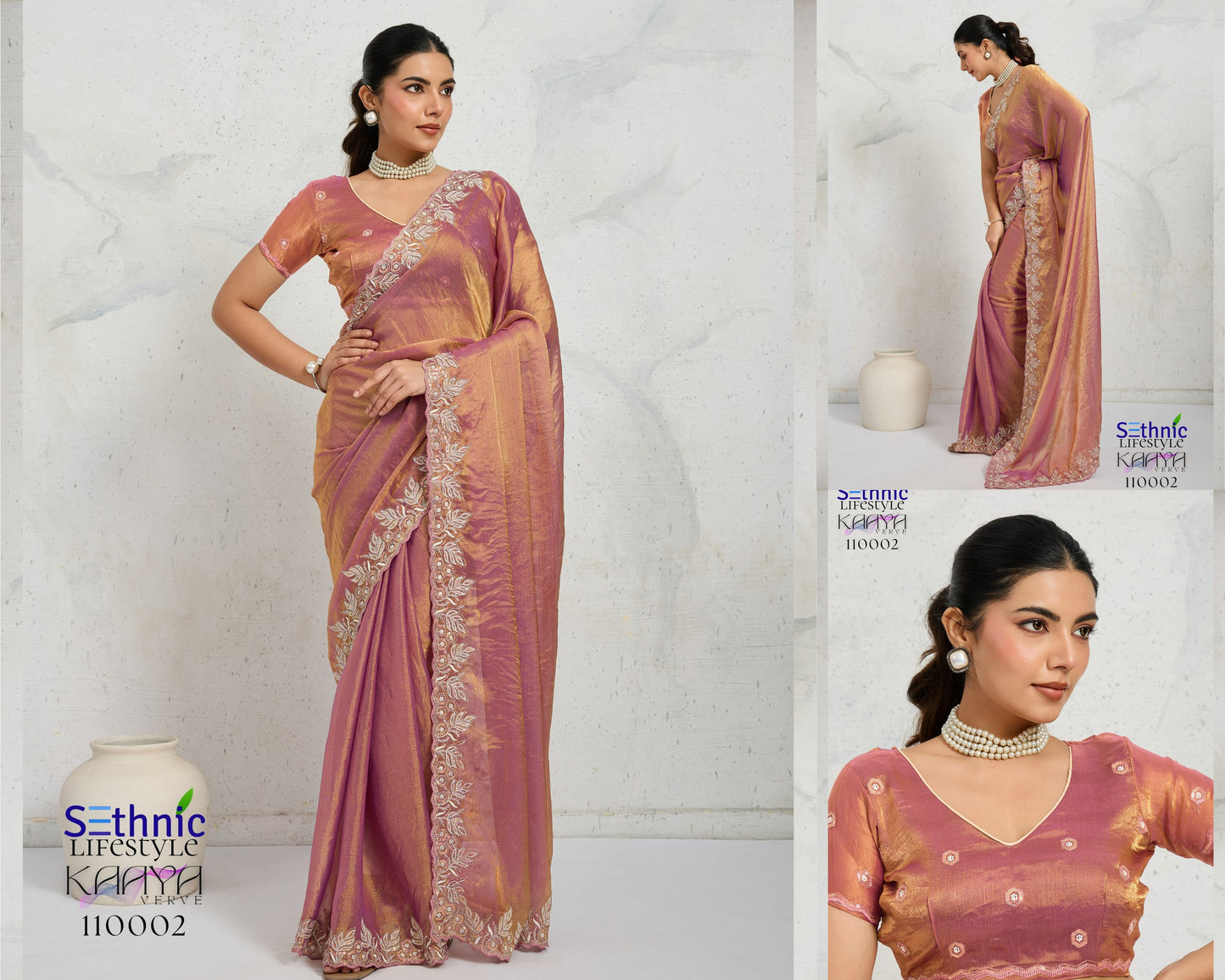 110002 Kaaya Sethnic Chiffon Velvet Sarees