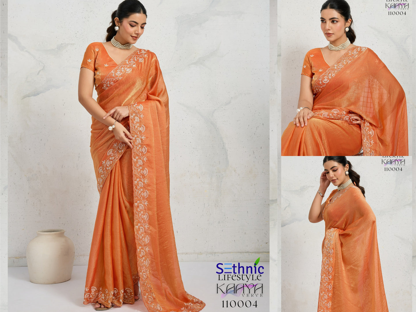 110004 Kaaya Sethnic Chiffon Velvet Sarees