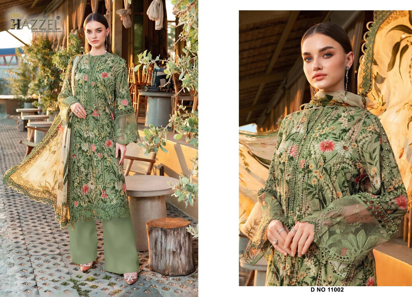 11002 Hazzel Printed Pakistani Patch Suits