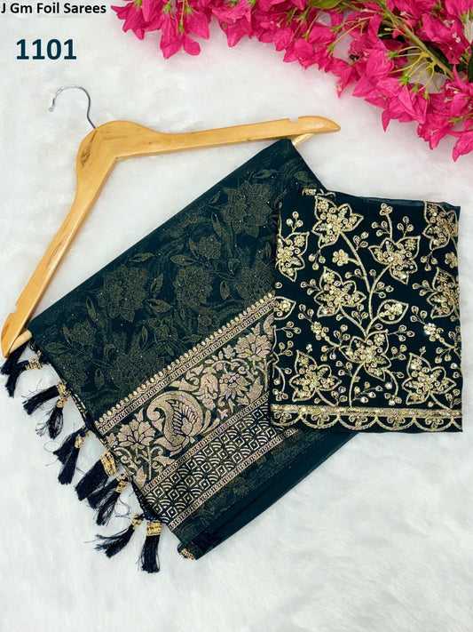 1101 J Gm Foil Sarees