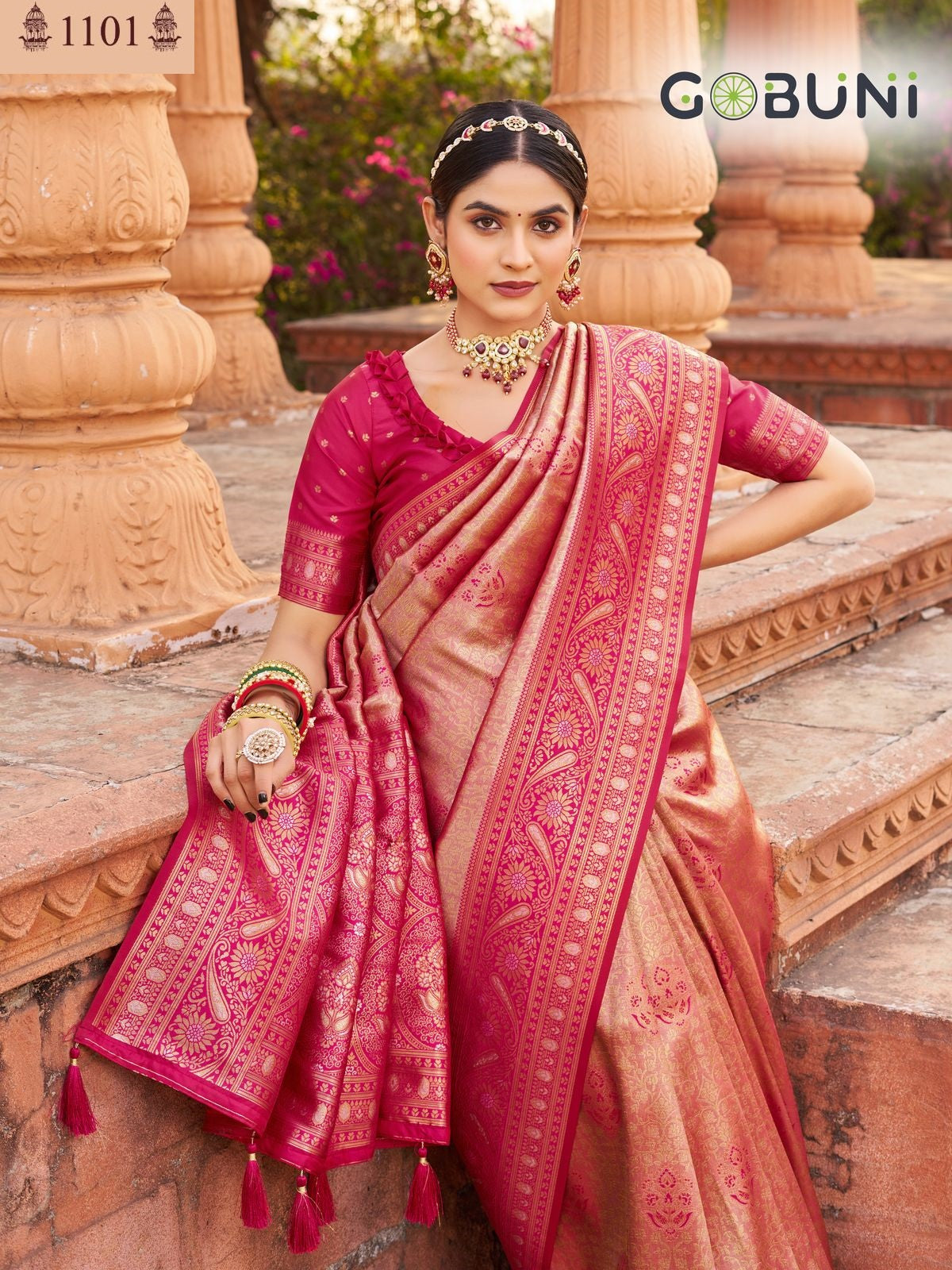 1101 Shubharambh Gobuni Banarasi Silk Sarees