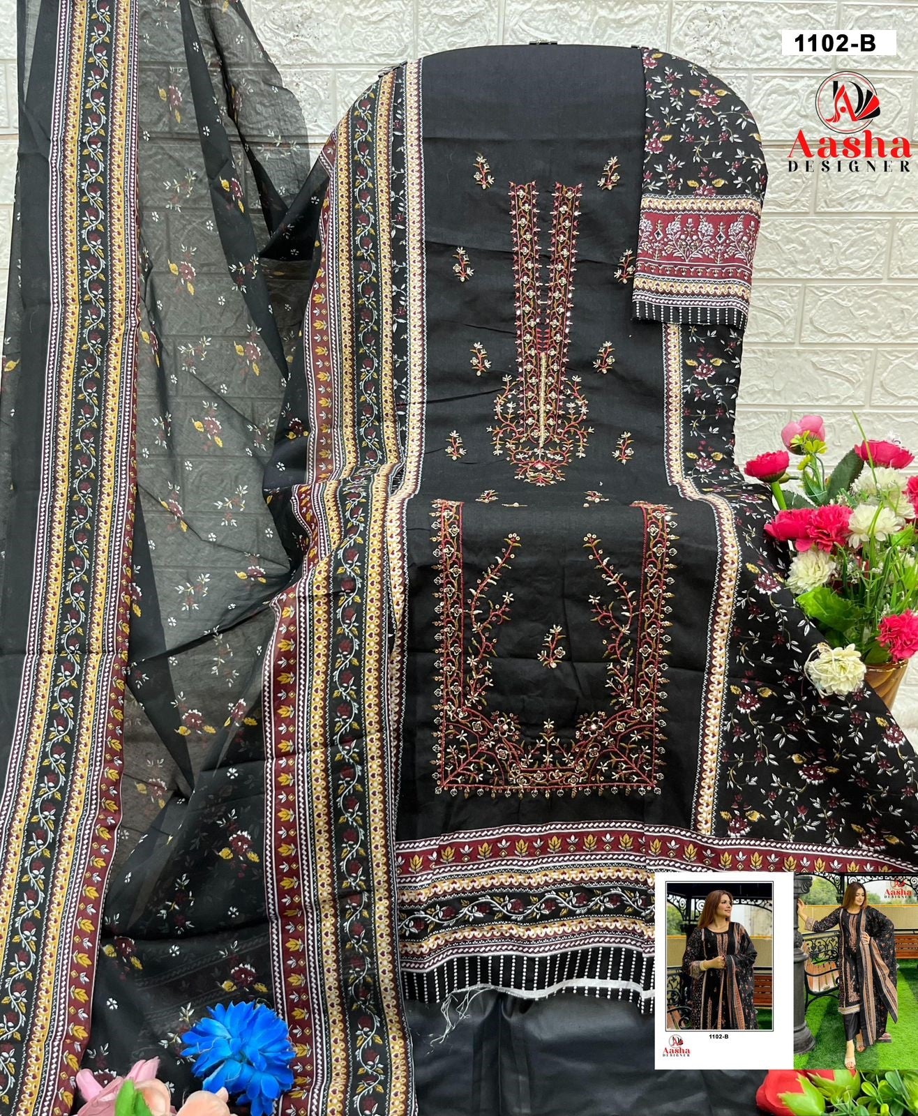 1102-B Aasha Designer Printed Pakistani Salwar Suits