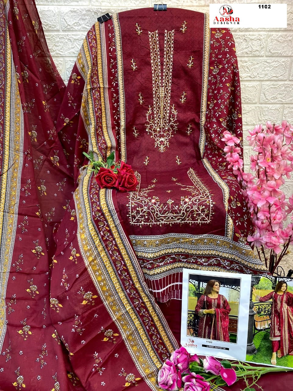 1102 Aasha Designer Printed Pakistani Salwar Suits