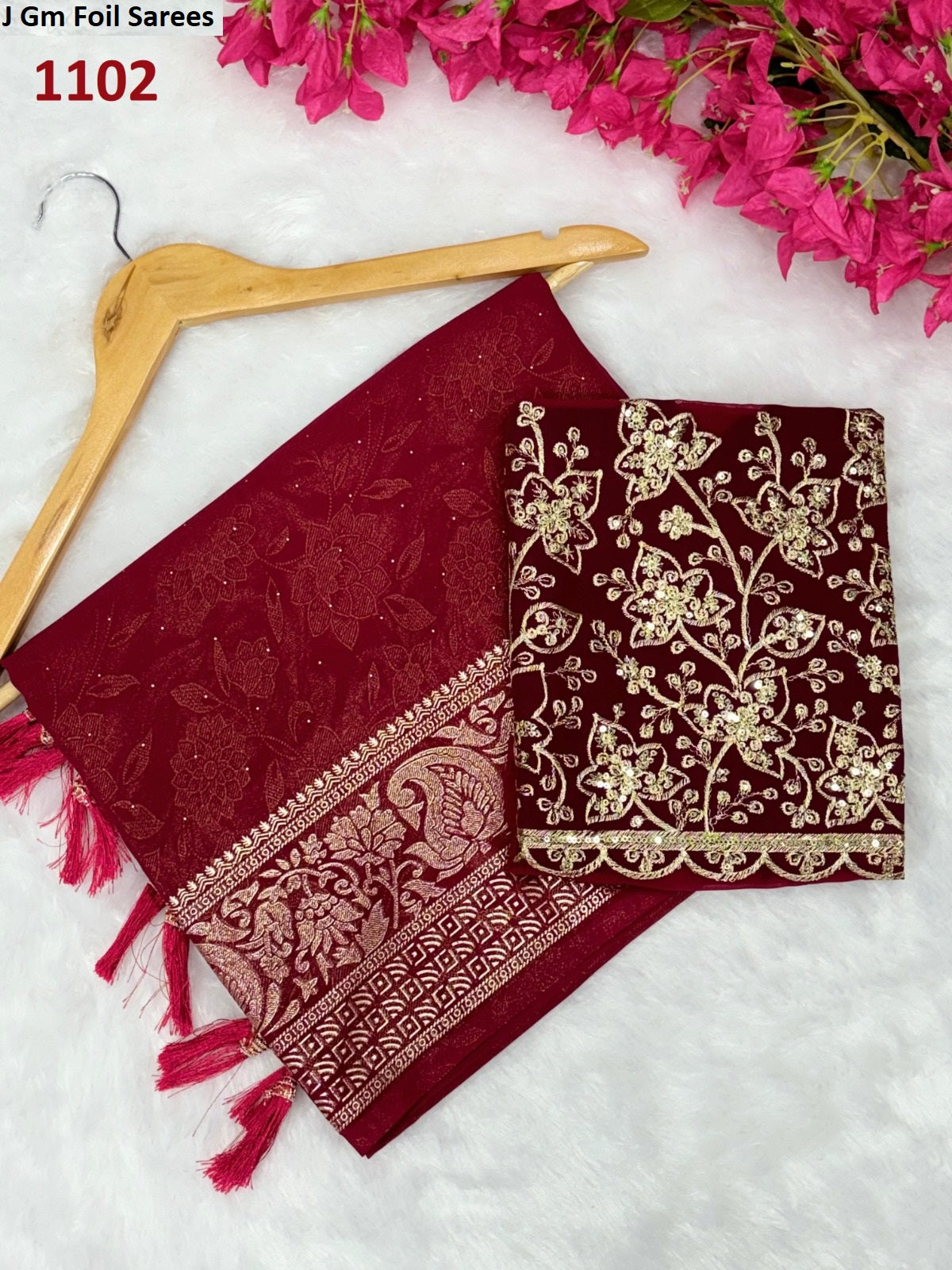 1102 J Gm Foil Sarees