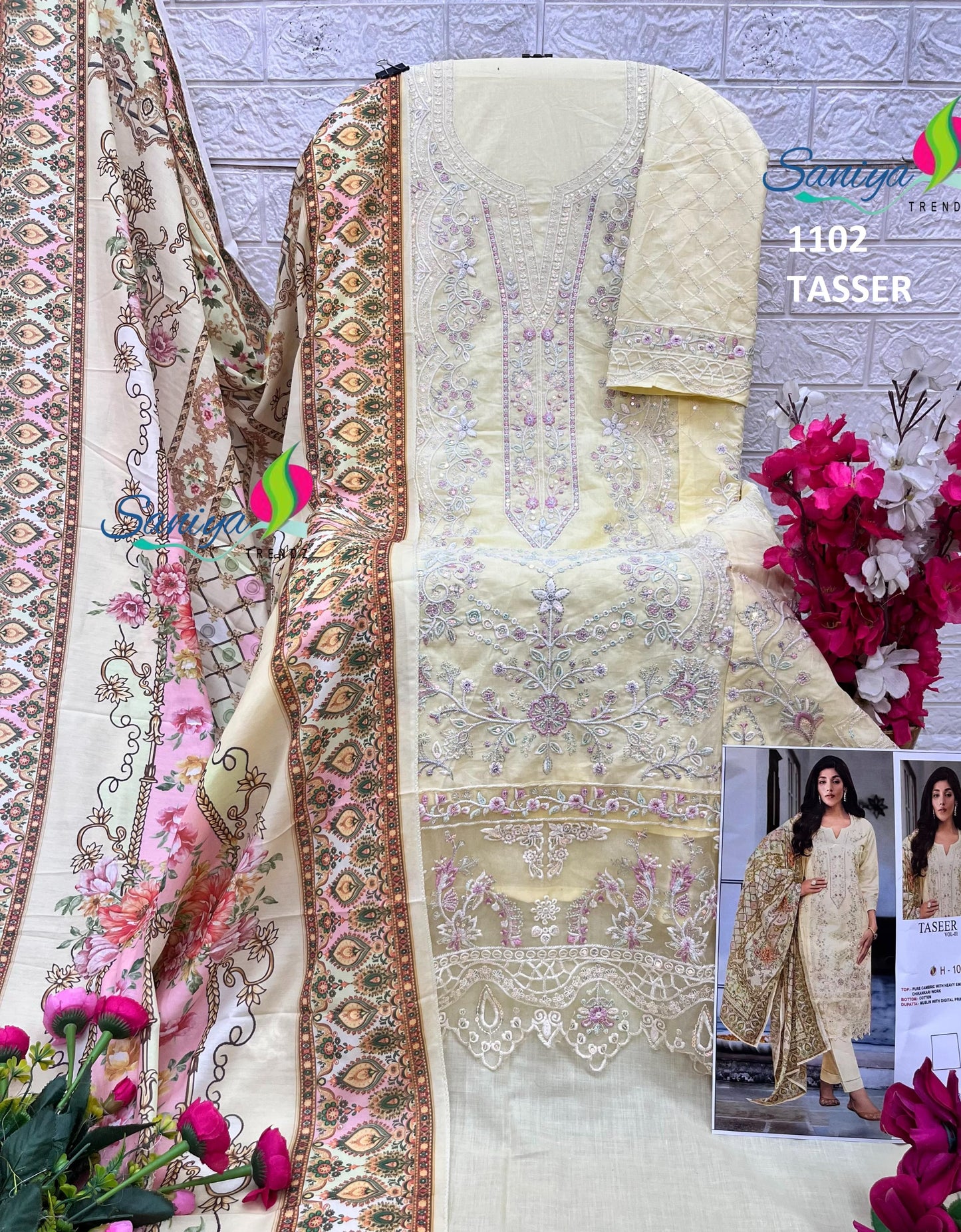 1102 Tasser Saniya Trendz Cotton Pakistani Salwar Suits
