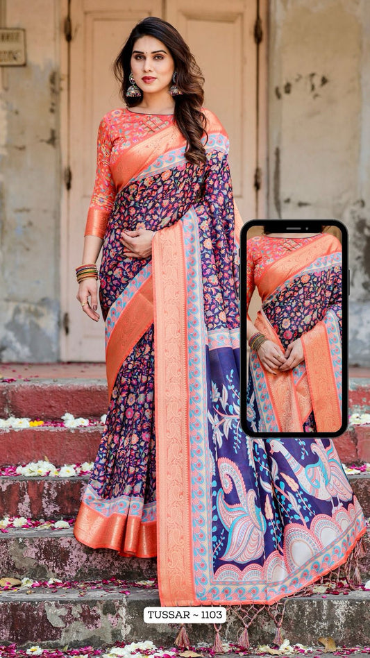 1103 Almaari Tussar Silk Sarees