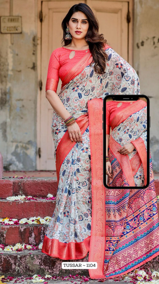 1104 Almaari Tussar Silk Sarees