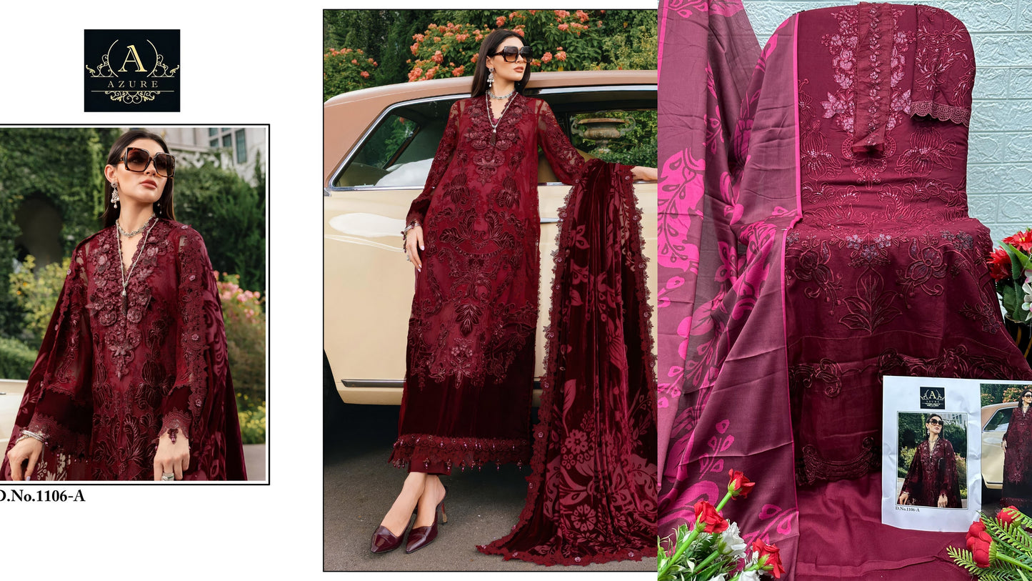 1106-A Azure Rayon Pakistani Salwar Suits