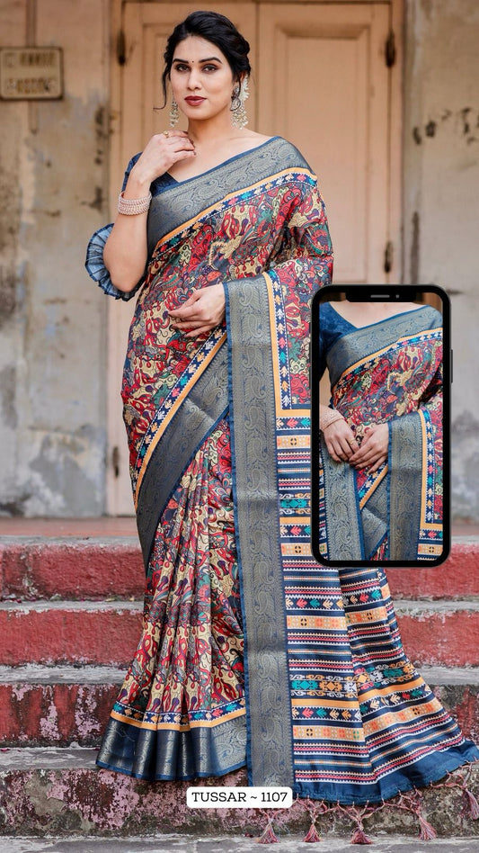 1107 Almaari Tussar Silk Sarees