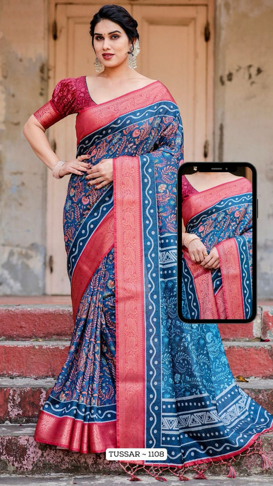 1108 Almaari Tussar Silk Sarees