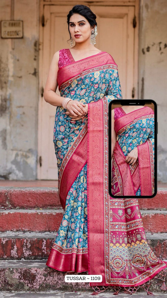 1109 Almaari Tussar Silk Sarees