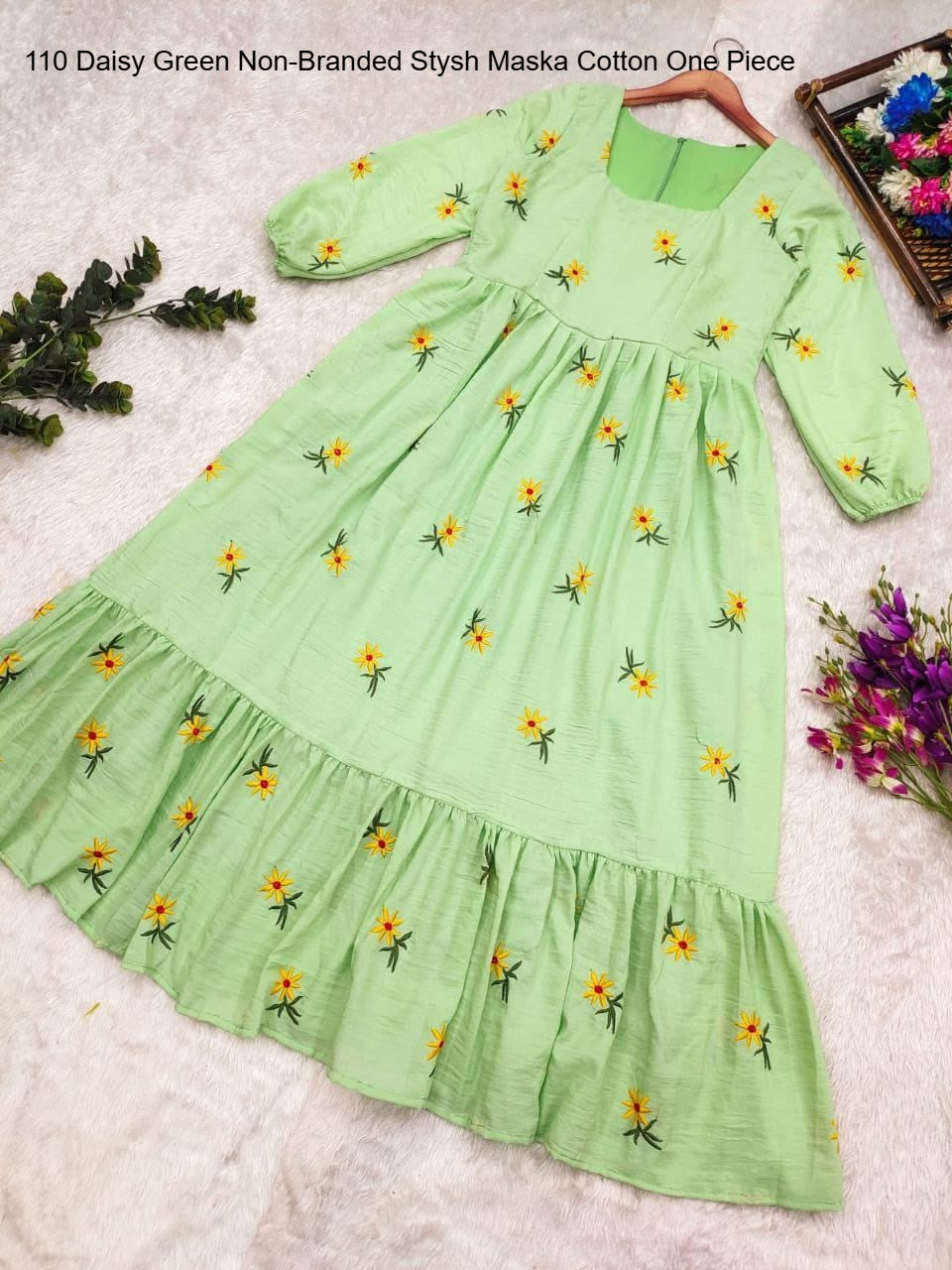 110 Daisy Green Non-Branded Stysh Maska Cotton One Piece