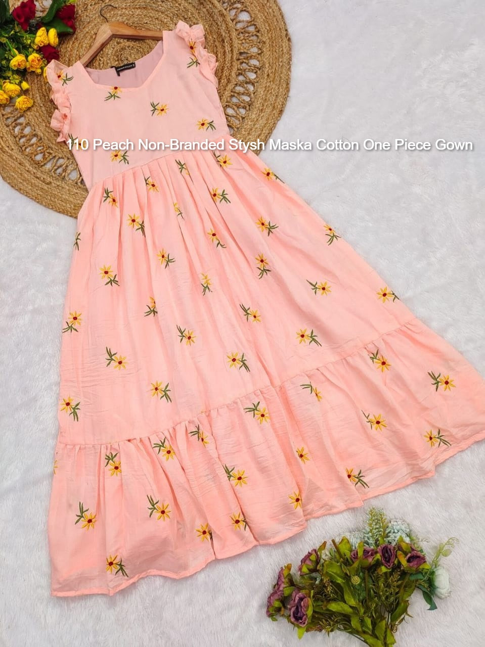 110 Peach Non-Branded Stysh Maska Cotton One Piece Gown