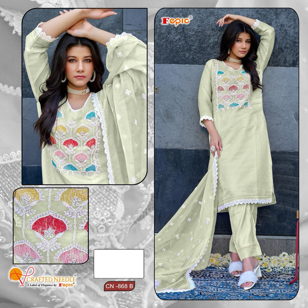 Cn-868-B Crafted Needle Pakistani Readymade Suits