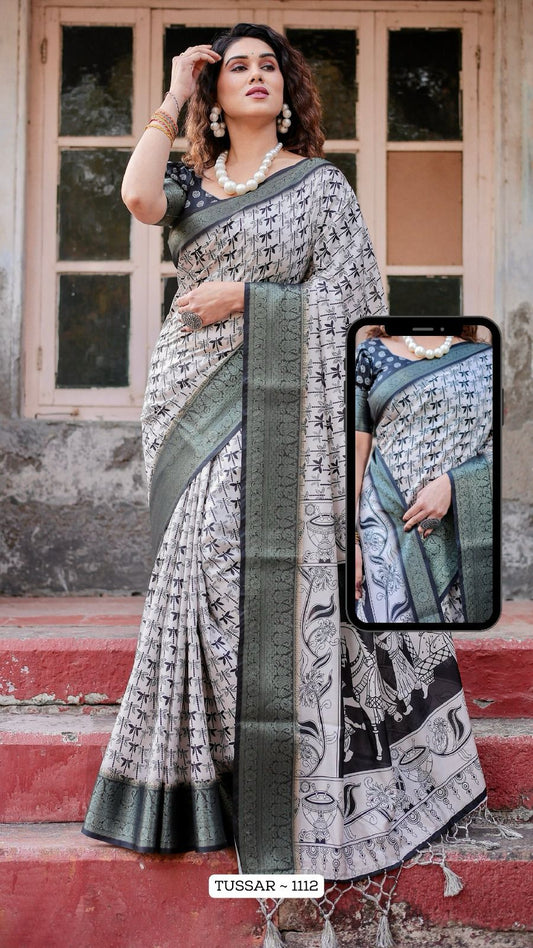 1112 Almaari Tussar Silk Sarees