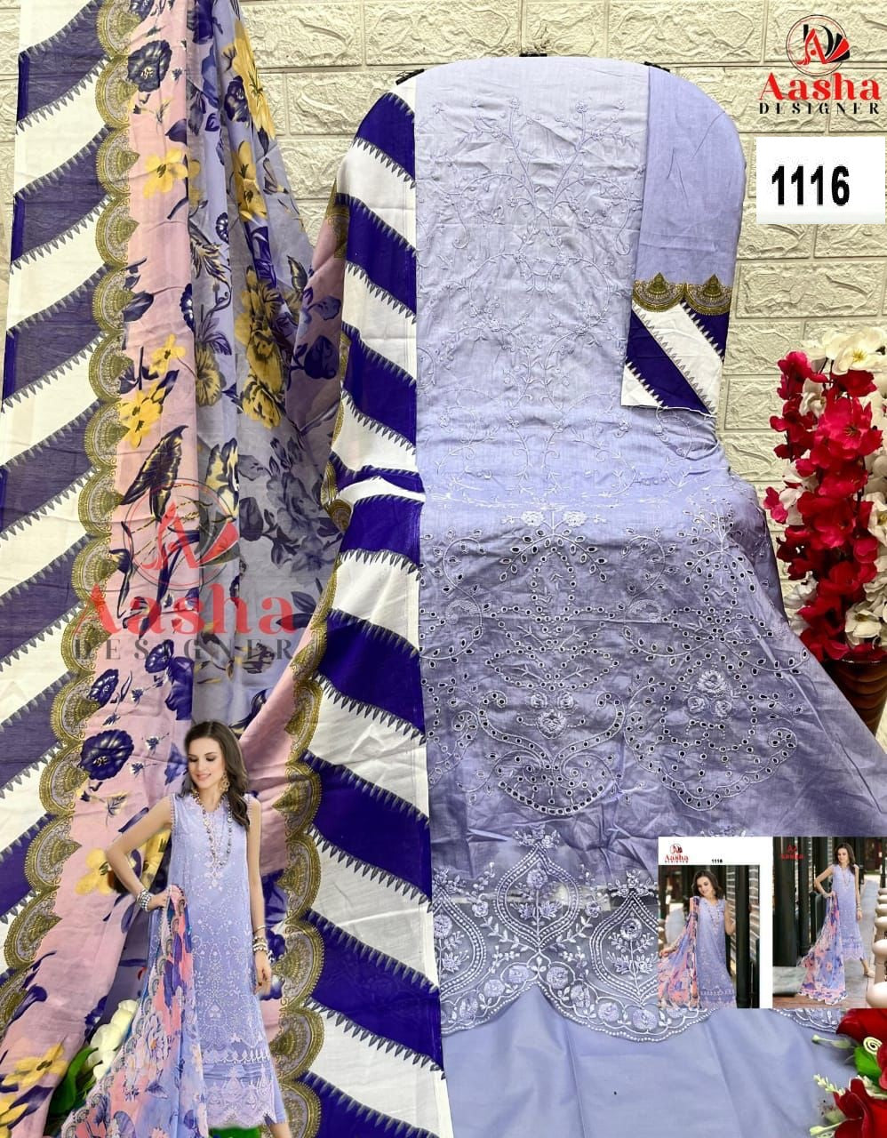 1116 Aasha Designer Embroidery Pakistani Patch Suits