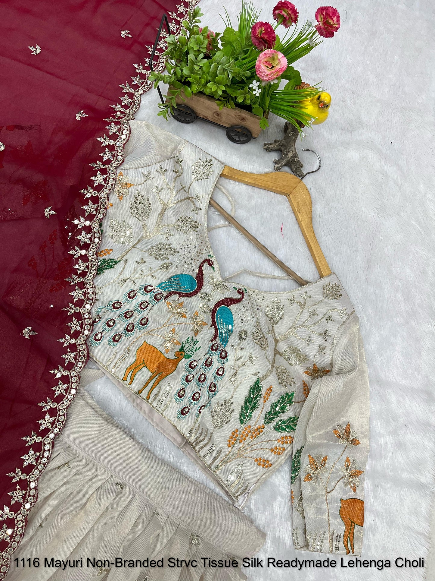 1116 Mayuri Non-Branded Strvc Tissue Silk Readymade Lehenga Choli
