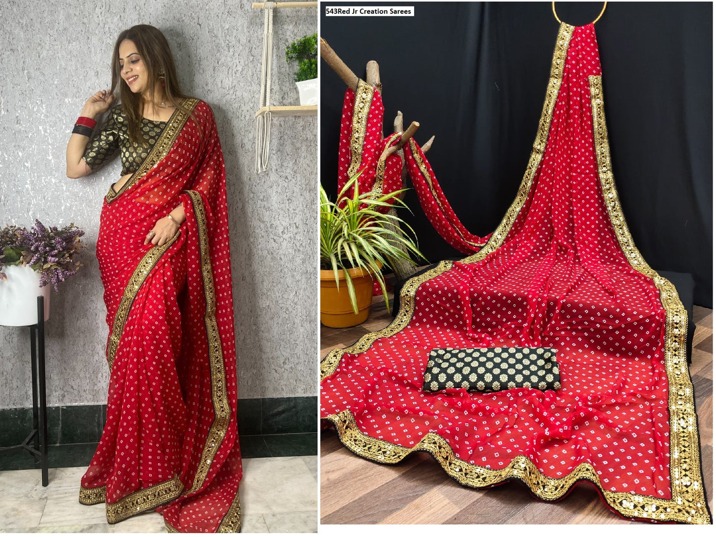 543Red Jr Creation Sarees