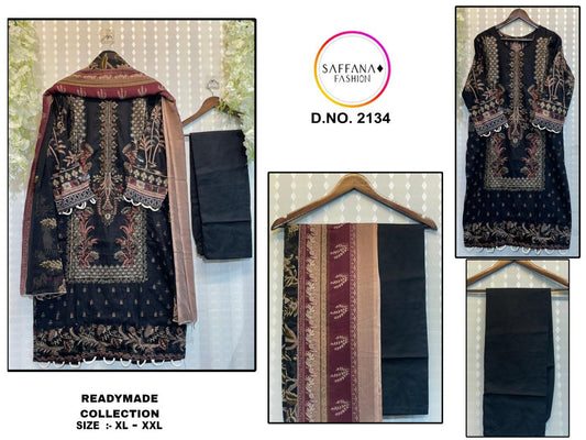 2134Black Saffana Pakistani Readymade Suits