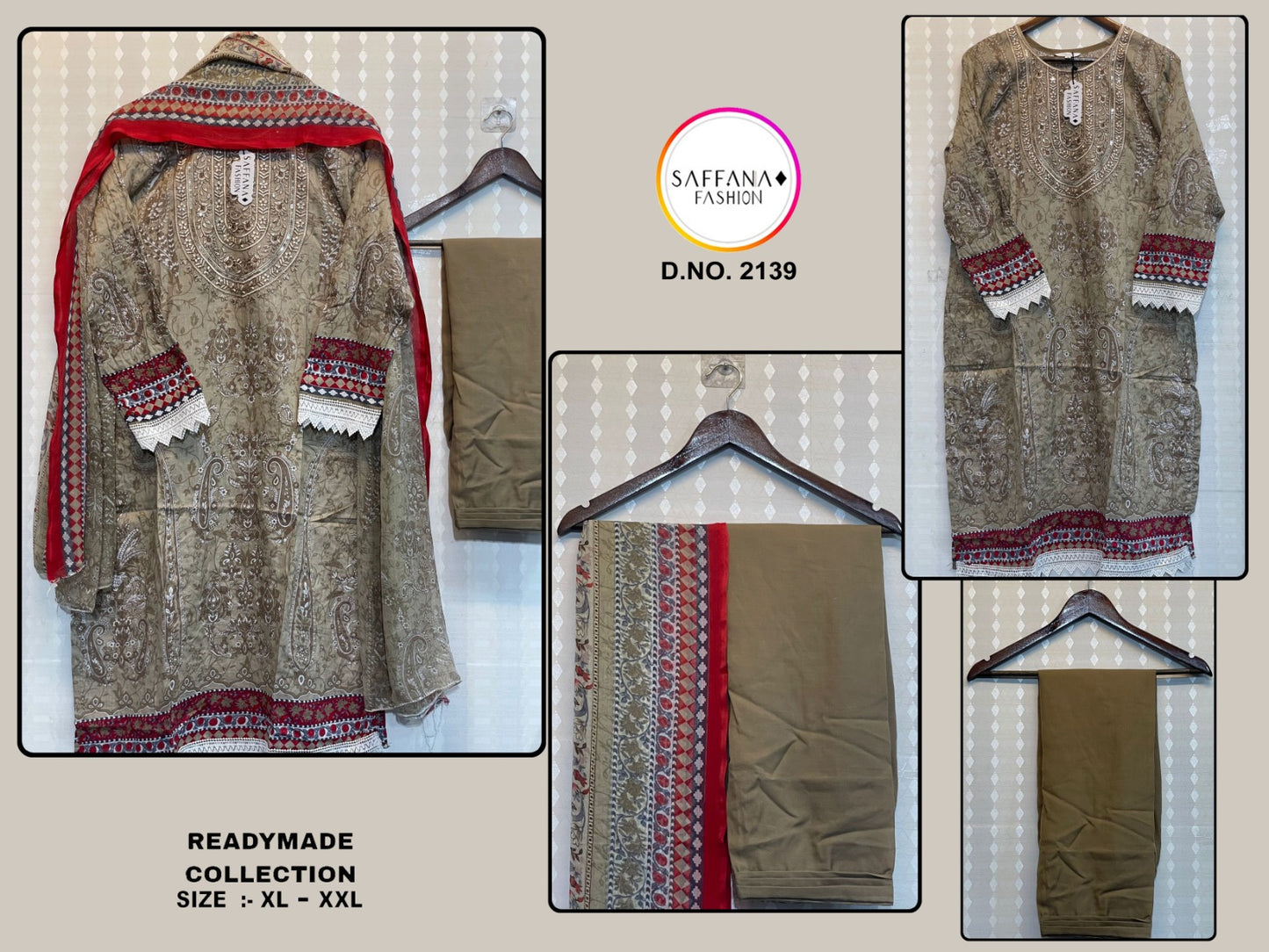 2139Gray Saffana Pakistani Readymade Suits