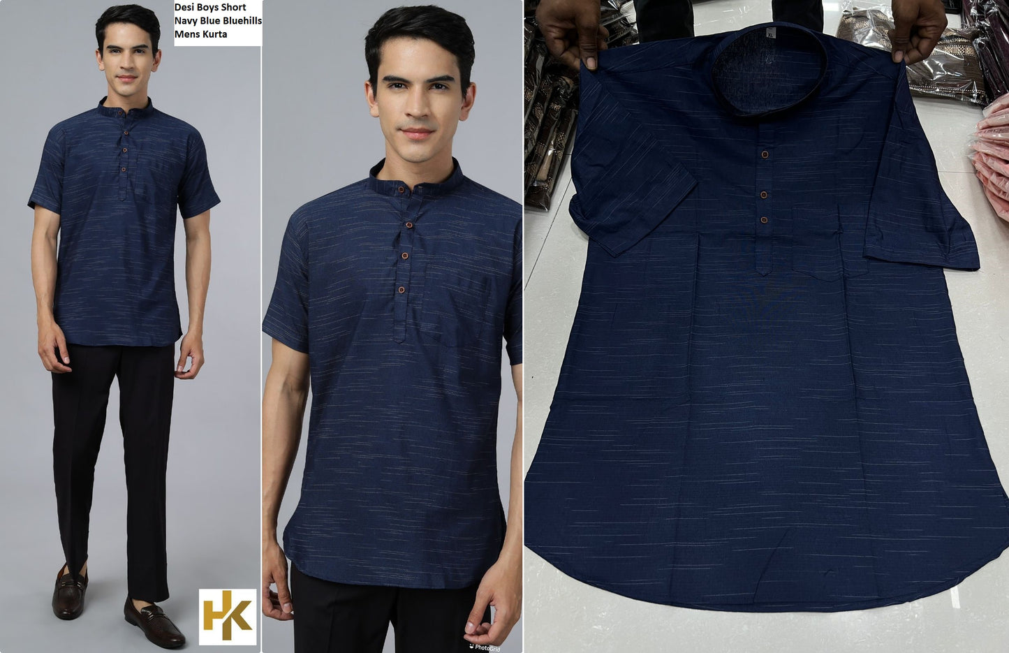 Desi Boys Short Navy Blue Bluehills Mens Kurta