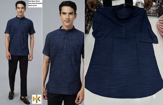 Desi Boys Short Navy Blue Bluehills Mens Kurta