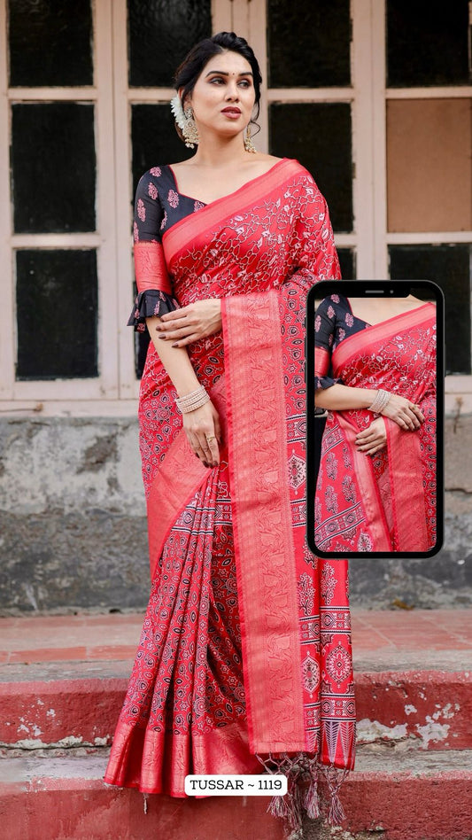 1119 Almaari Tussar Silk Sarees