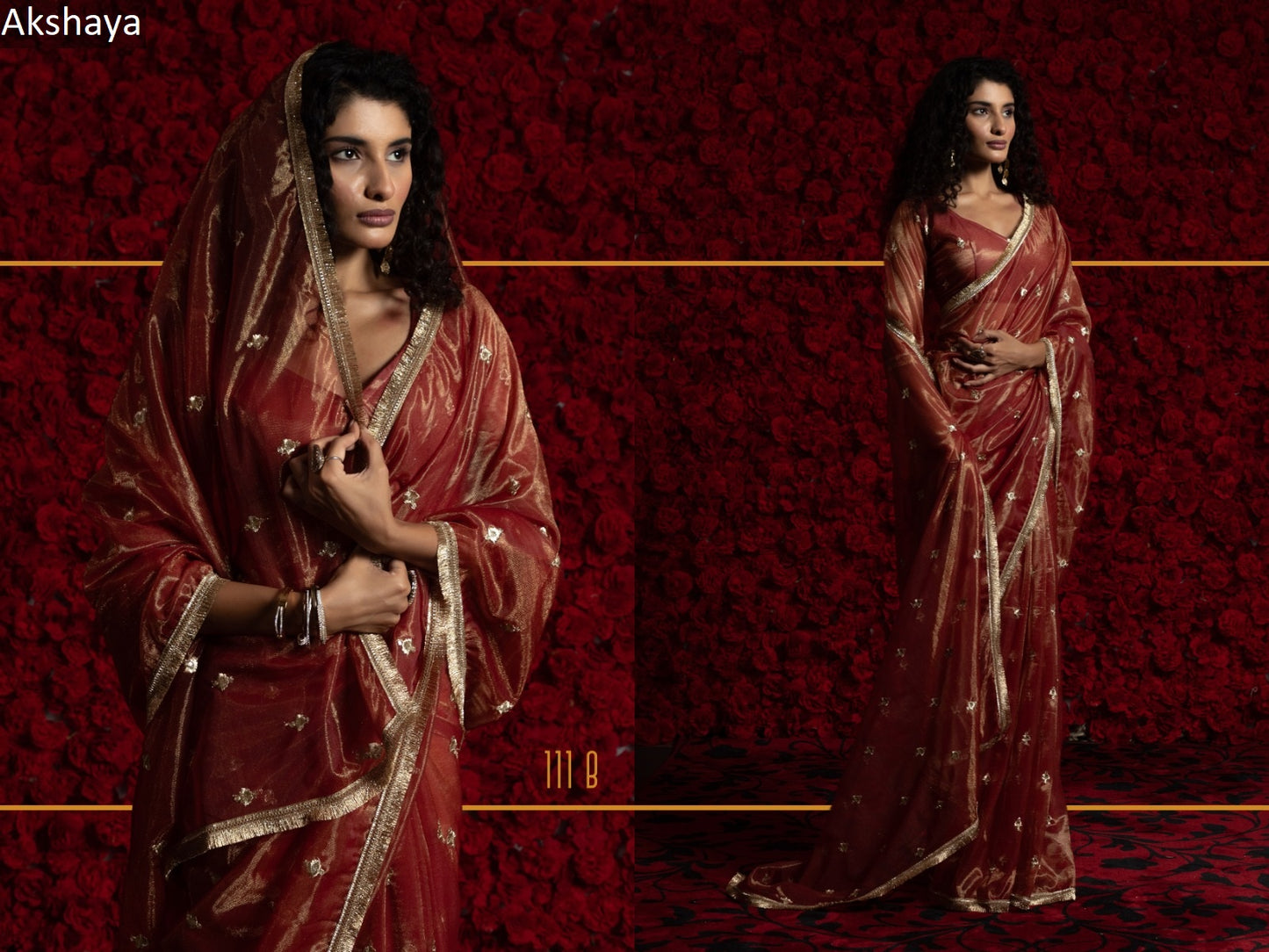 111 Red Akshaya Net Organza Sarees