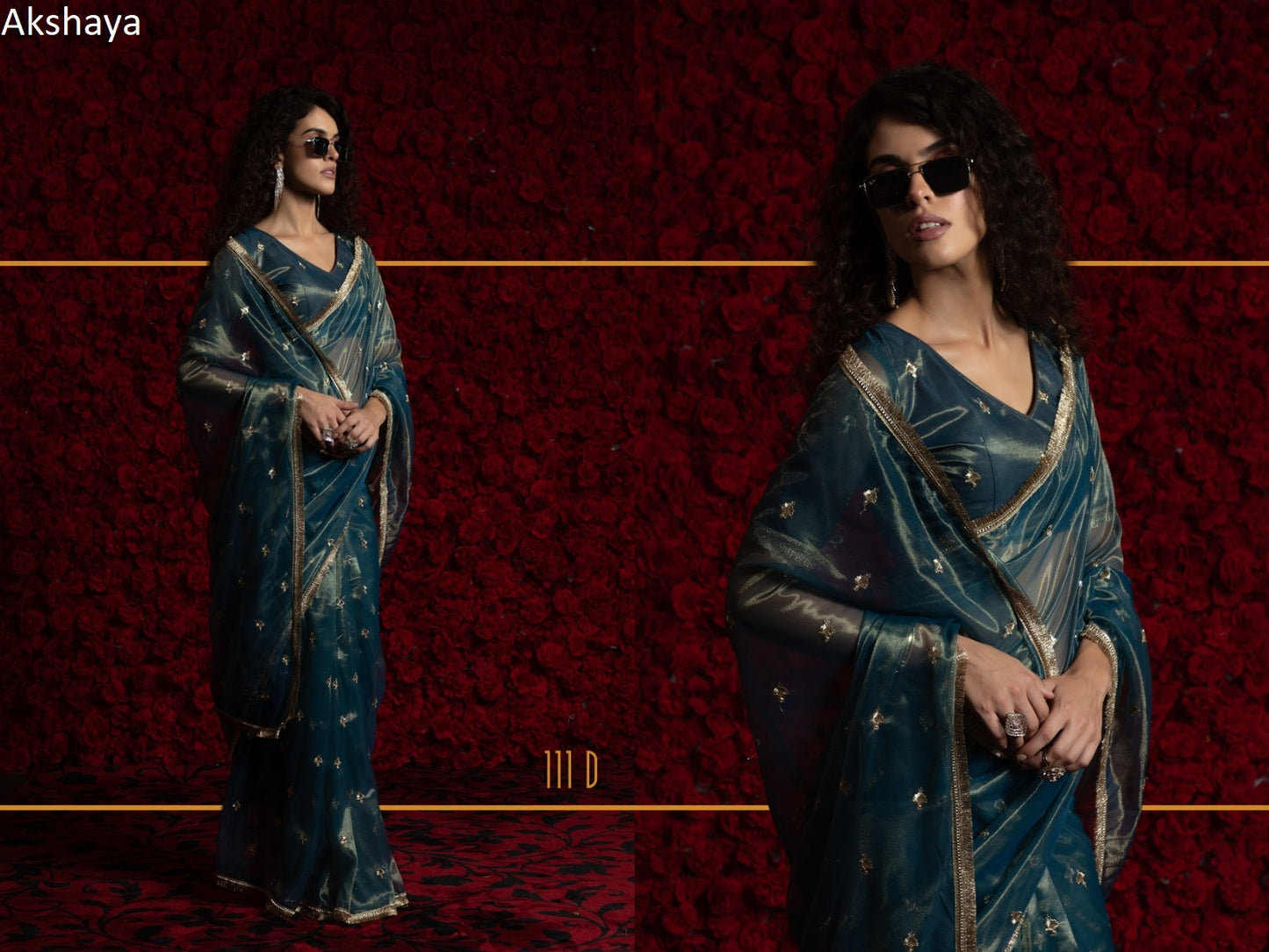 111 Valley Green Akshaya Net Organza Sarees
