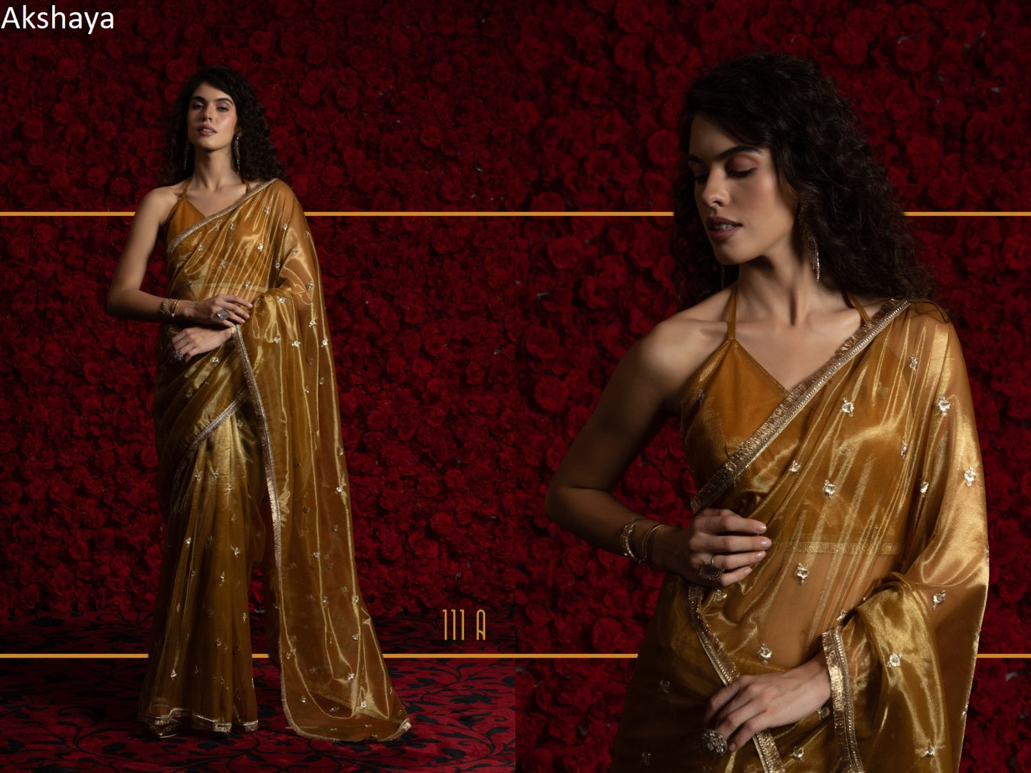 111 Yellow Akshaya Net Organza Sarees