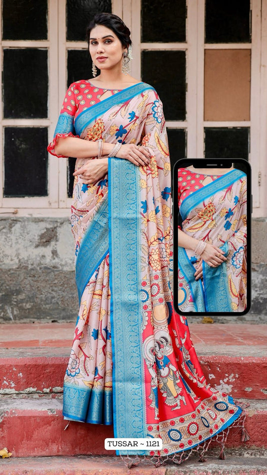 1121 Almaari Tussar Silk Sarees