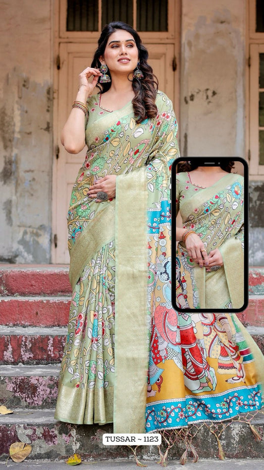 1123 Almaari Tussar Silk Sarees