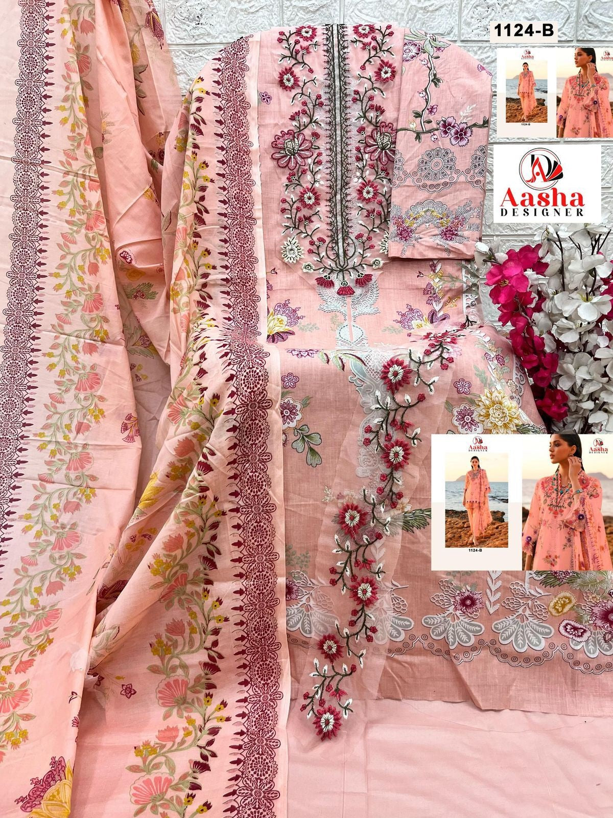 1124-B Aasha Designer Printed Pakistani Patch Suits