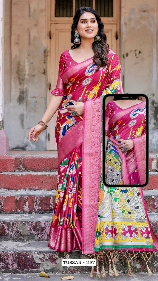 1127 Almaari Tussar Silk Sarees
