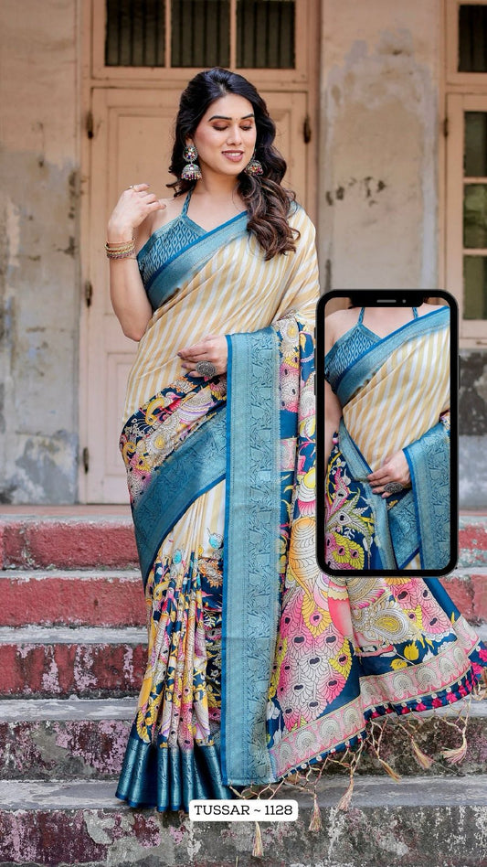1128 Almaari Tussar Silk Sarees
