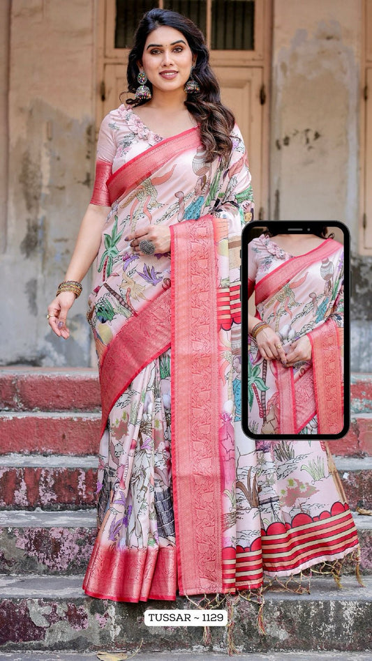 1129 Almaari Tussar Silk Sarees