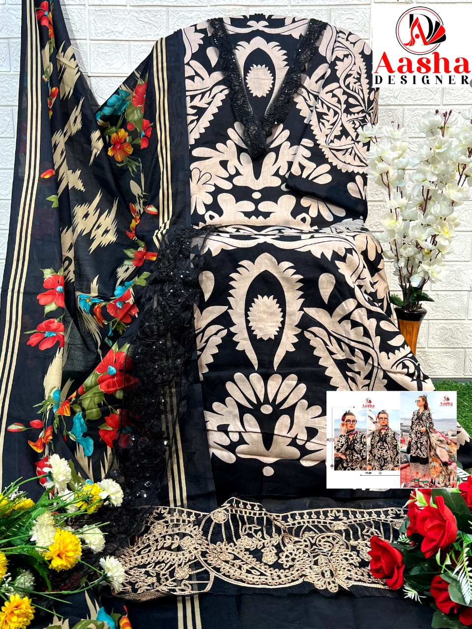 1130 Aasha Designer Embroidery Pakistani Patch Suits