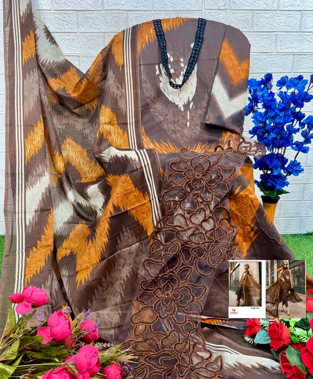 1131 M Prints Vol 13 Aasha Designer Embroidery Pakistani Patch Suits