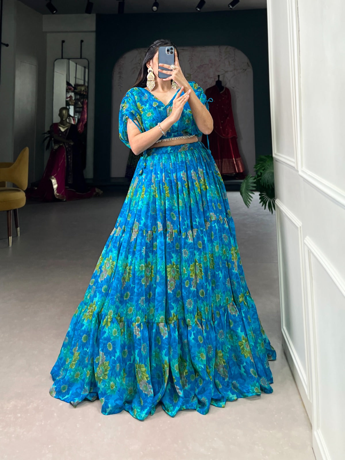 1132 Co Ord Staard Chiffon Readymade Lehenga Choli