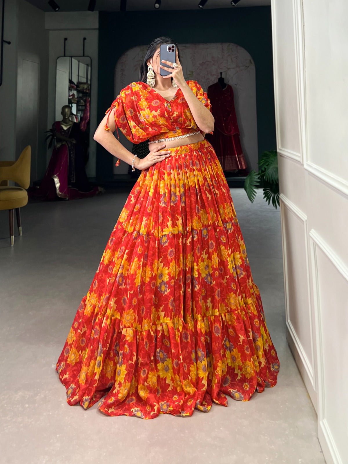 1132 Co Ord Staard Chiffon Readymade Lehenga Choli