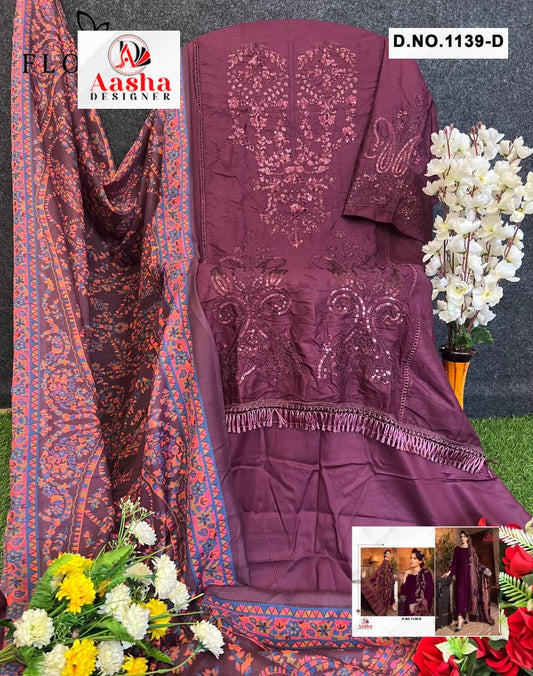 1139-D Aasha Designer Embroidery Pakistani Salwar Suits