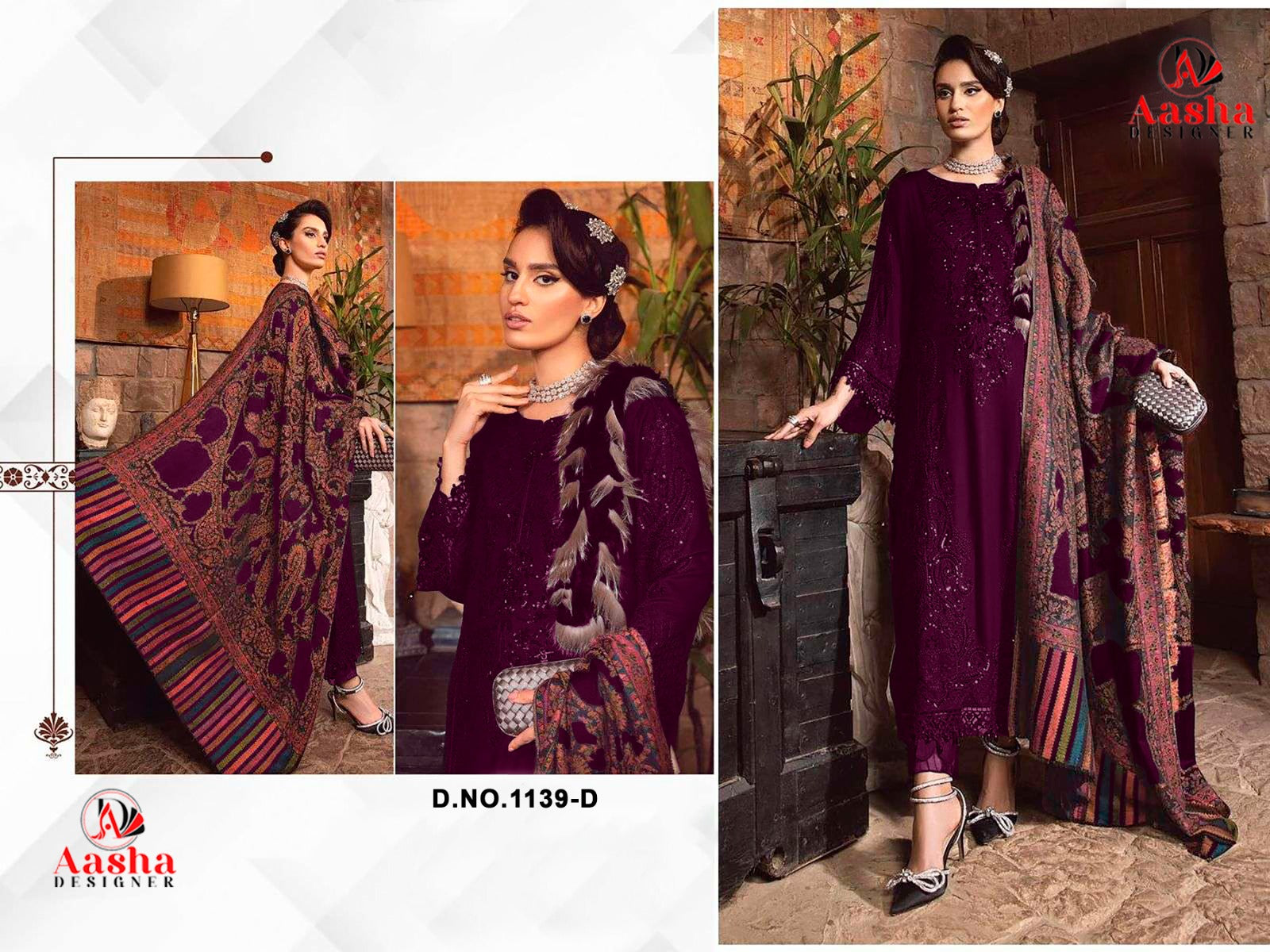 1139-D Aasha Designer Embroidery Pakistani Salwar Suits