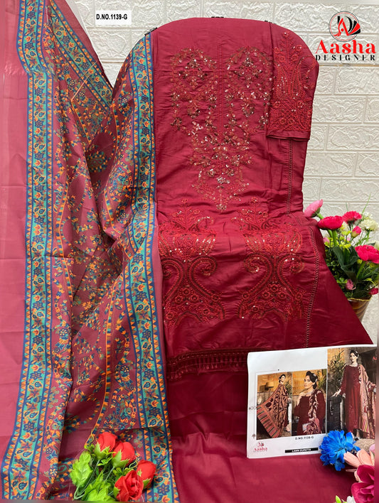 1139-G Aasha Designer Embroidery Pakistani Salwar Suits