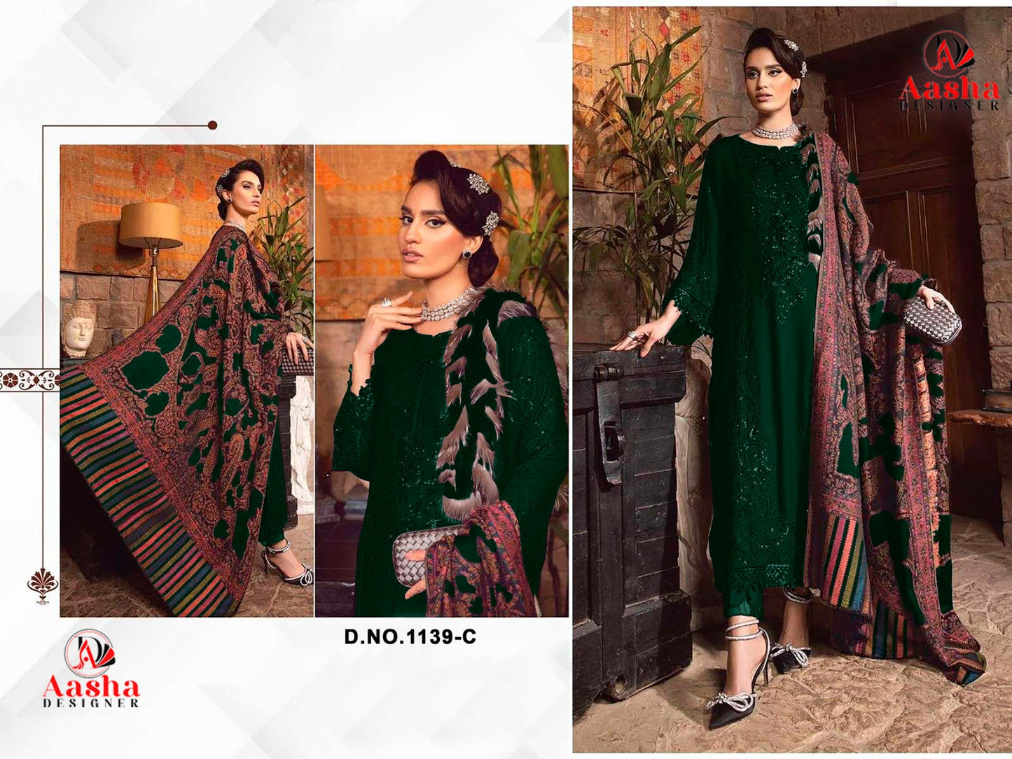 1139C Aasha Designer Reyon Pakistani Salwar Suits