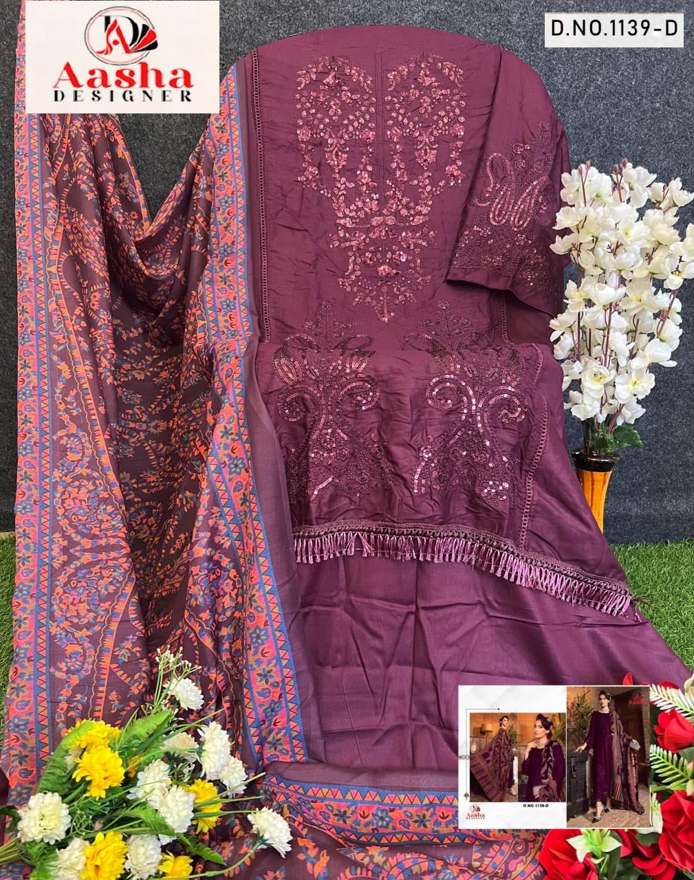 1139D Aasha Designer Reyon Pakistani Salwar Suits
