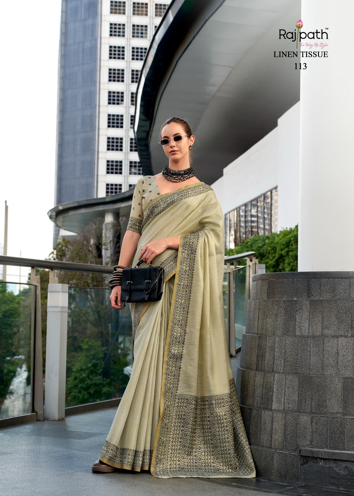 113 Blackberry Rajpath Linen Sarees