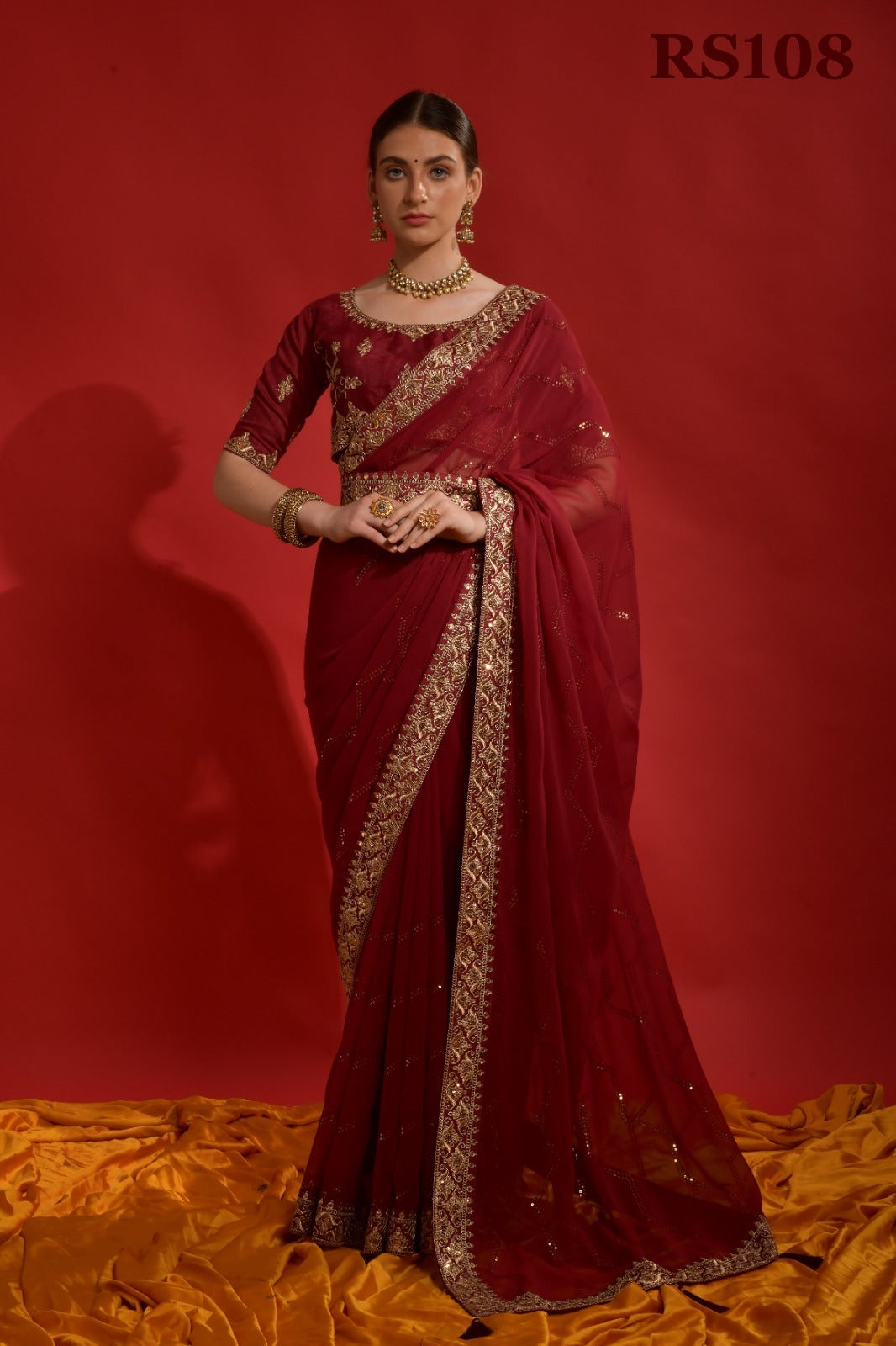 108 Riddhi Siddhi Fashion Berry Sarees