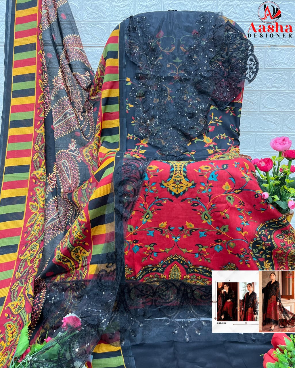 1142 Aasha Designer Print Pakistani Salwar Suits