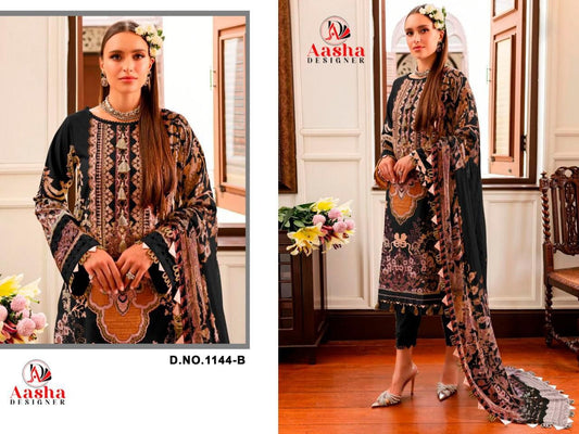 1144-B Aasha Designer Pure Cotton Pakistani Patch Suits