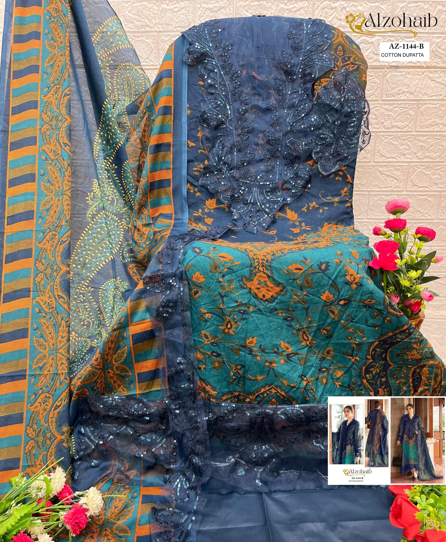 1144B Al Zohaib Patches Pakistani Salwar Suits